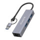 Ewent EW1159 hub de interfaz USB 3.2 Gen 1 (3.1 Gen 1) Type-A + Type-C 5000 Mbit/s Gris